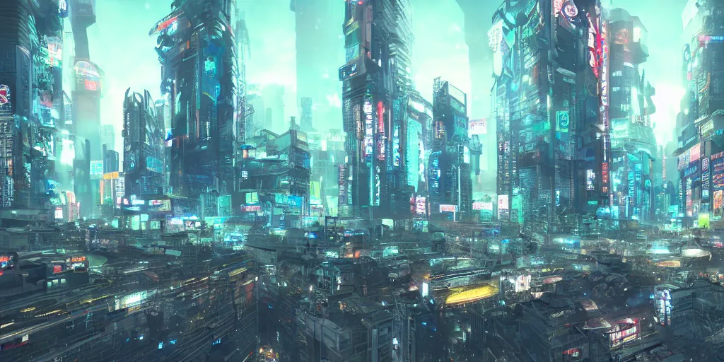 Image similar to A gigantic, sprawling cyberpunk megacity, Tokyo, night, unreal engine, octane render, ray tracing, realistic, highly detailed, cinematic, hyper realism, high detail, synthwave, concept art, award winning, anime