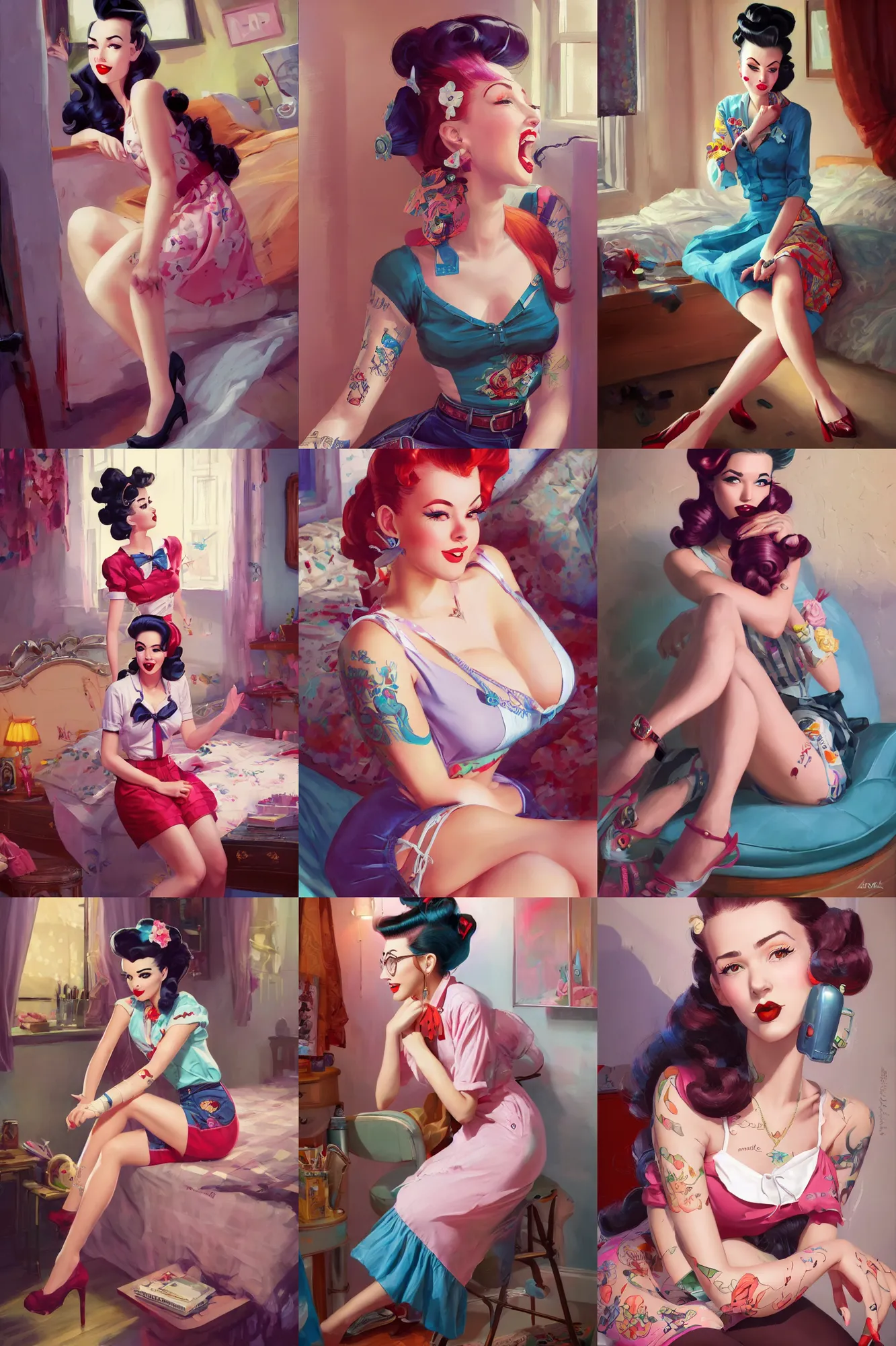 Pinup Girl Rockabilly Poster Retro Pin Up Girl Art Den Sweden