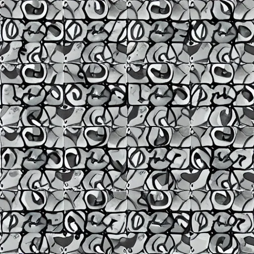 Prompt: very angry squid, 🦑 floor tile design, black and white tile, mad cuttlefish