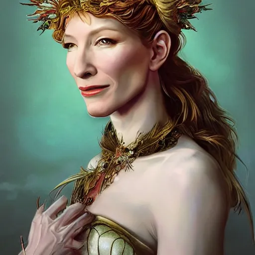 Portrait Of Cate Blanchett As Titania Summer Queen Stable Diffusion