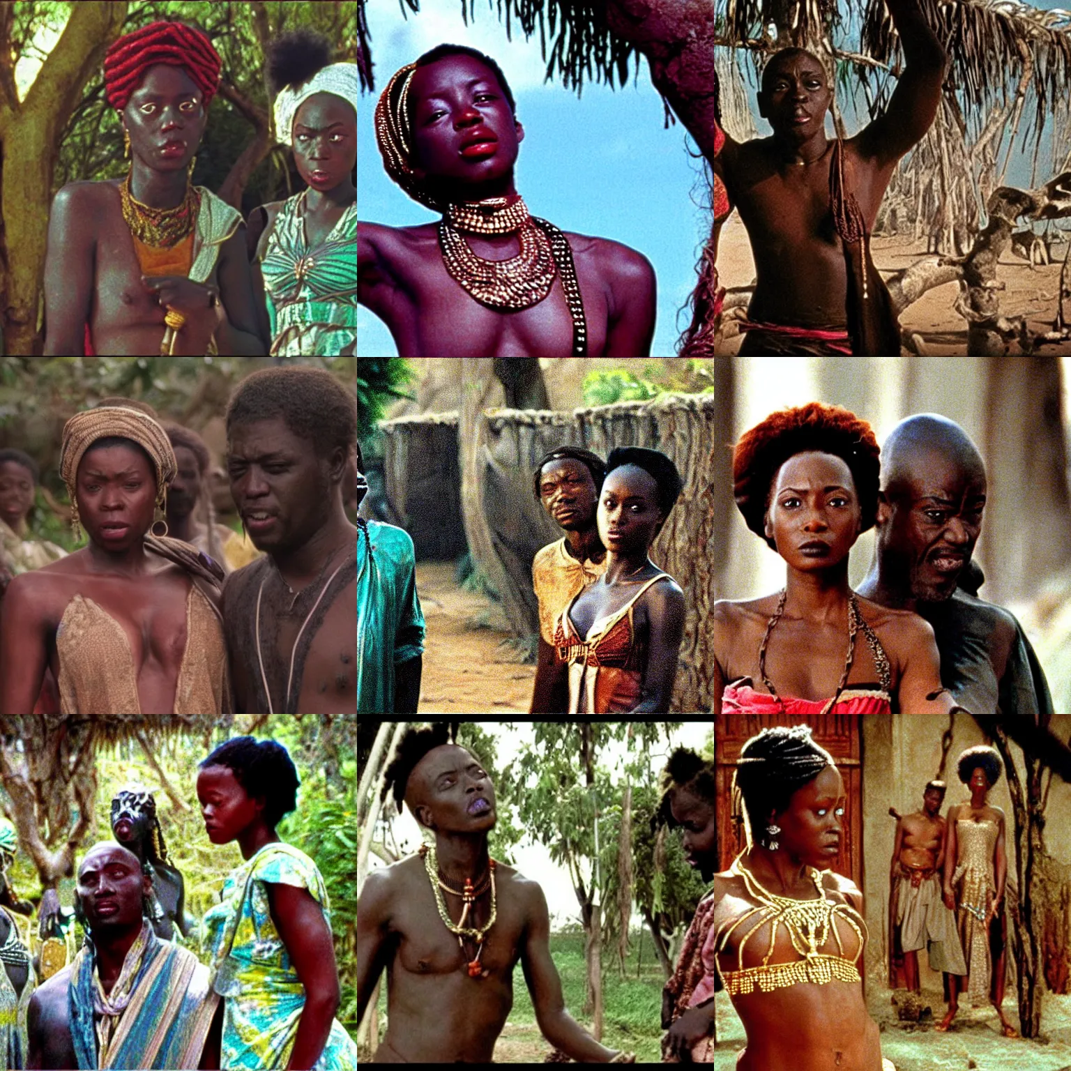 Prompt: a film still from kirikou and the sorceress ( 1 9 9 8 )