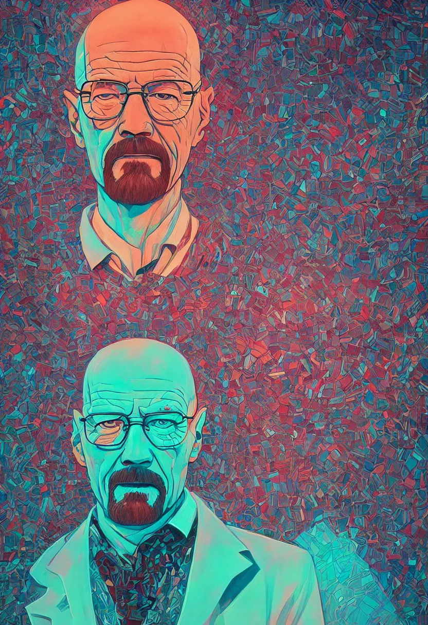 Prompt: Incredible portrait of Walter White, artstation winner by Victo Ngai, Kilian Eng and by Jake Parker, swirly vibrant color lines, winning-award masterpiece, fantastically gaudy, aesthetic octane render, 8K HD Resolution