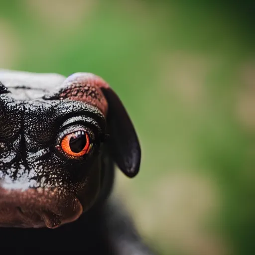 Image similar to a portrait photo of frog dog, award winning photography, 5 0 mm
