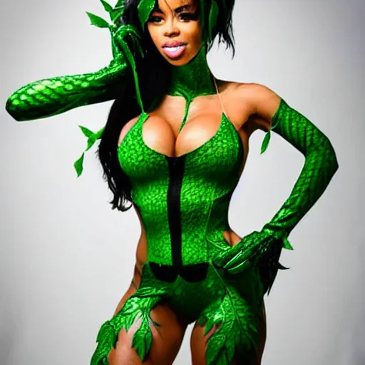 Prompt: Full body portrait of Brittany Renner as Poison Ivy