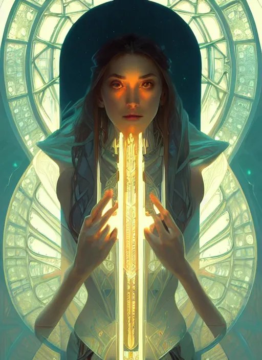 Image similar to symmetry!! water, glowing lights!! intricate elegant, highly detailed, digital painting, artstation, concept art, smooth, sharp focus, illustration, art by artgerm and greg rutkowski and alphonse mucha