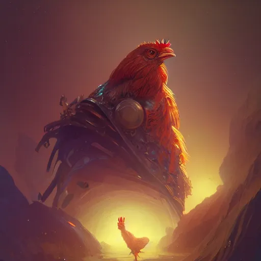 Image similar to anthropomorphized chicken, galactic crusader, fantasy, intricate, elegant, digital painting, trending on artstation, concept art, sharp focus, illustration by Gaston Bussiere and greg rutkowski, beeple, 4k.