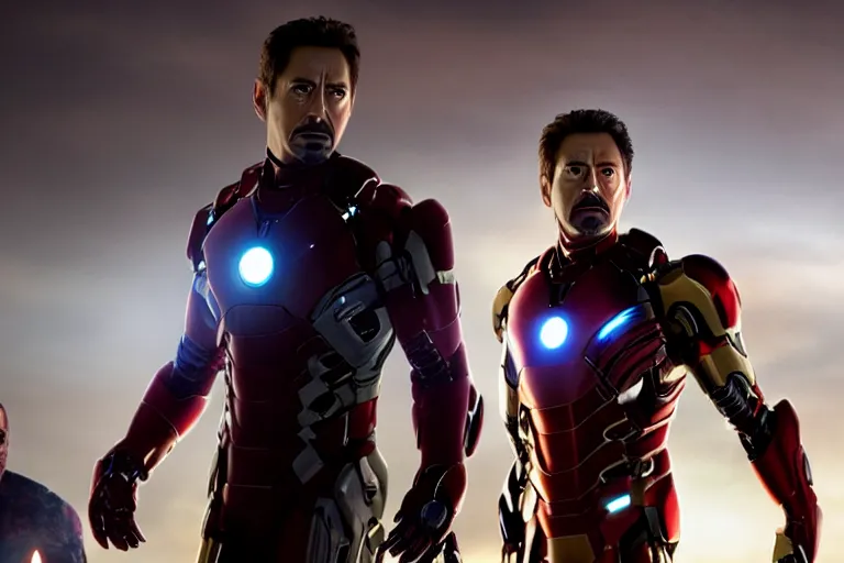 Image similar to film still of zombie Tony Stark in new avengers movie, 4k