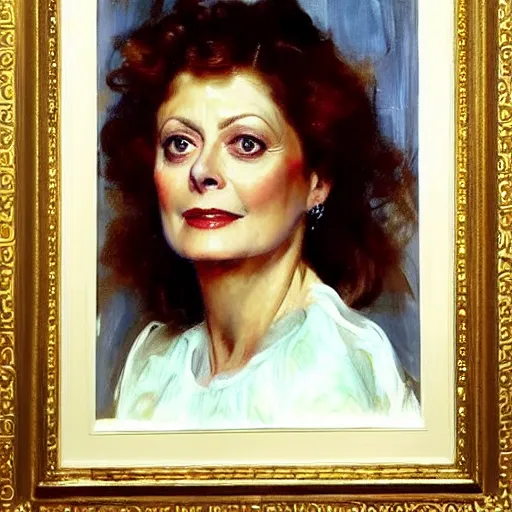 Prompt: a beautiful portrait of susan sarandon by john singer sargent and norman rockwell