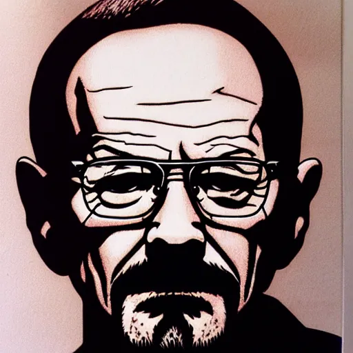 Image similar to Walter white, drawn by Yoshitaka Amano