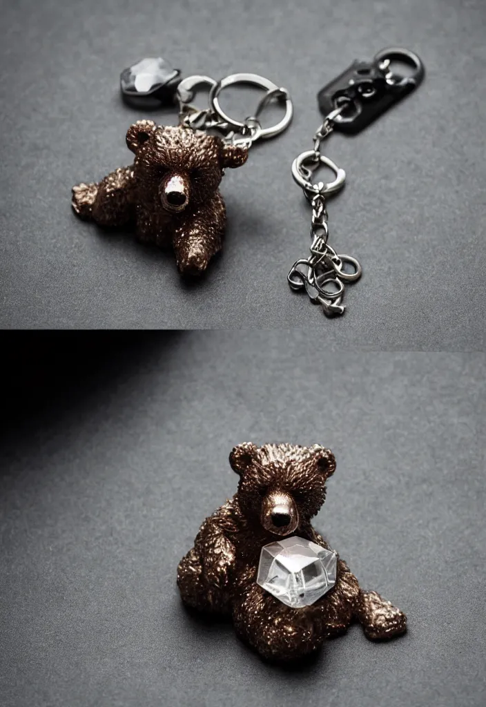 Prompt: a small crystal bear keychain by greg rutkowski, sung choi, mitchell mohrhauser, maciej kuciara, johnson ting, maxim verehin, peter konig, 8 k photorealistic, cinematic lighting, hd, high details, dramatic, atmosphereric, trending on artstation