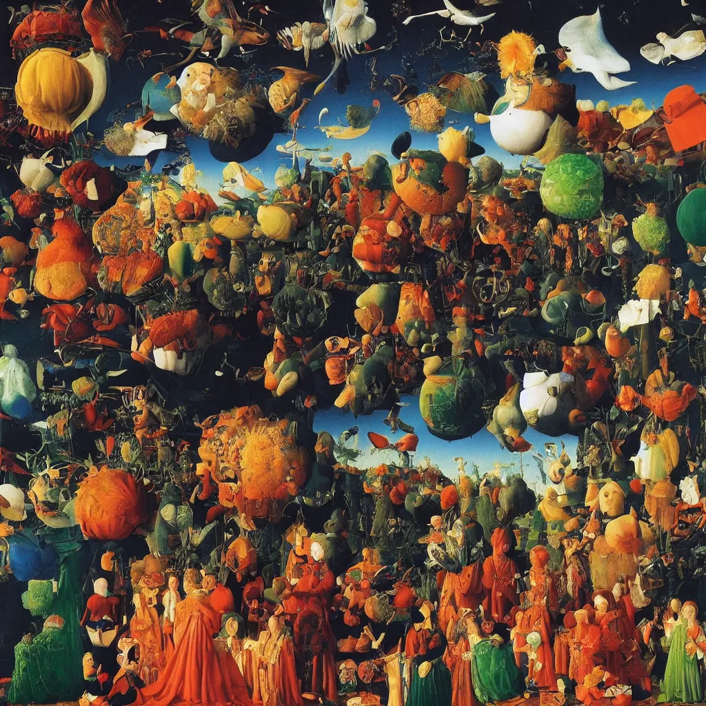 Prompt: a single colorful! tiny! human heads white! clear empty sky, a high contrast!! ultradetailed photorealistic painting by jan van eyck, audubon, rene magritte, agnes pelton, max ernst, walton ford, andreas achenbach, ernst haeckel, hard lighting, masterpiece