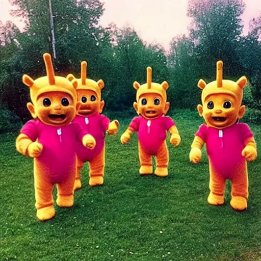 Prompt: teletubbies in Chernobyl