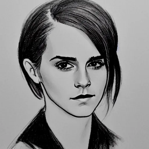 Image similar to emma watson courtroom sketch,