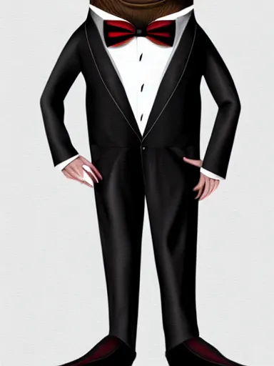 Image similar to full body portrait of anthropomorphic sloth in men's formalwear : : digital art, concept art, digital illustration, photorealism, hyperreal