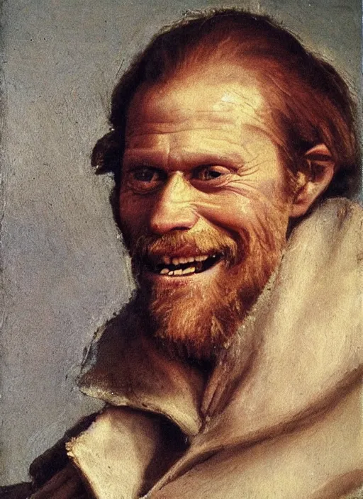 portrait painting of willem dafoe with stubble smiling | Stable ...