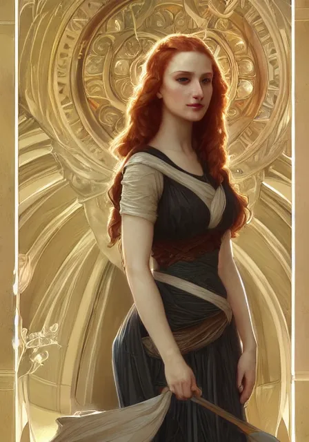 Image similar to sansa gessica chastain, intricate, elegant, highly detailed, digital painting, artstation, concept art, smooth, sharp focus, illustration, art by artgerm and greg rutkowski and alphonse mucha and william - adolphe bouguereau