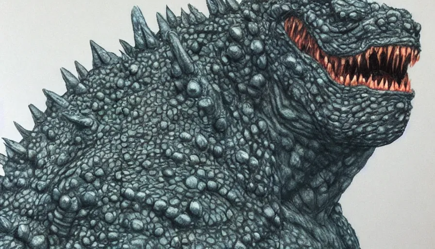 Prompt: a realistic godzilla portrait