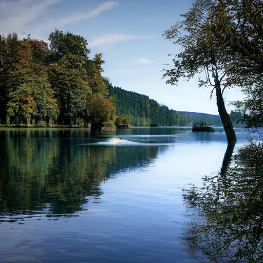 Prompt: a lake within an island within a lake within an island within a lake within an island