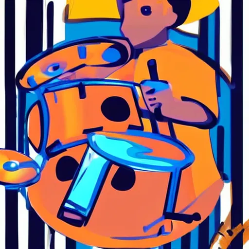 Prompt: the coolest kid in middleschool performing a super drum solo at the talent show digital art, cartoon, artstation