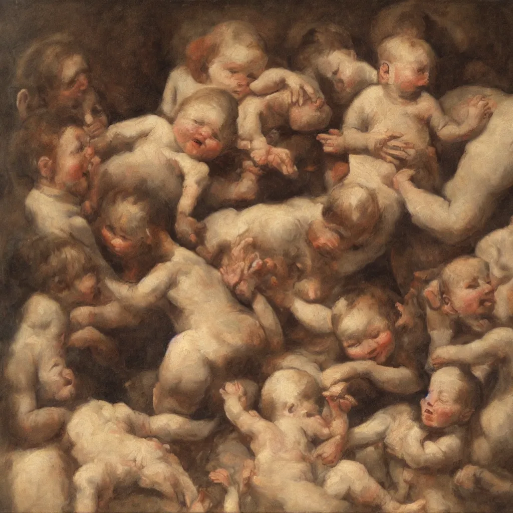 Image similar to the limbo of infants, oil painting