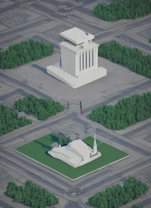 Prompt: lenin's monument isometric aerial by beeple, wlop, unreal engine 5, lumen, nanite