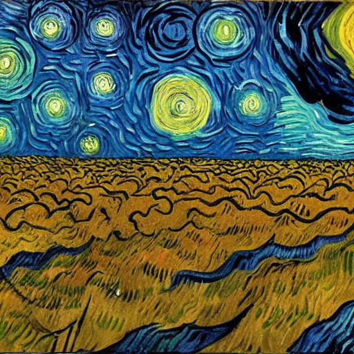 Prompt: painting of alien invasion apocalypse by Vincent Van Gogh