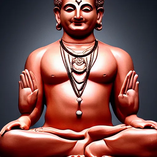 Prompt: Steve Carell meditate as a Hindu god who has four arms