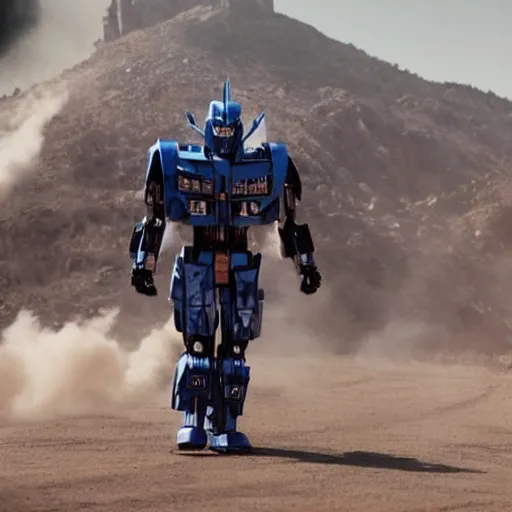 Image similar to cinematic film still of joe biden as a transformer in the latest transformers movie