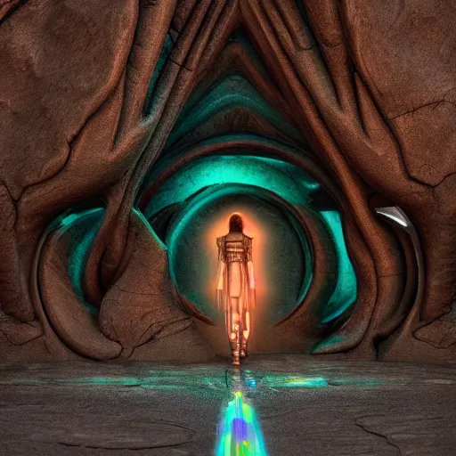 Prompt: portal made of iridescent material [ leading into an alien landscape ]!!, [ 4 k photorealism ]!!, shot by jimmy nelson, trending on unsplash, dark fantasy, [ zbrush contest winner ]!!