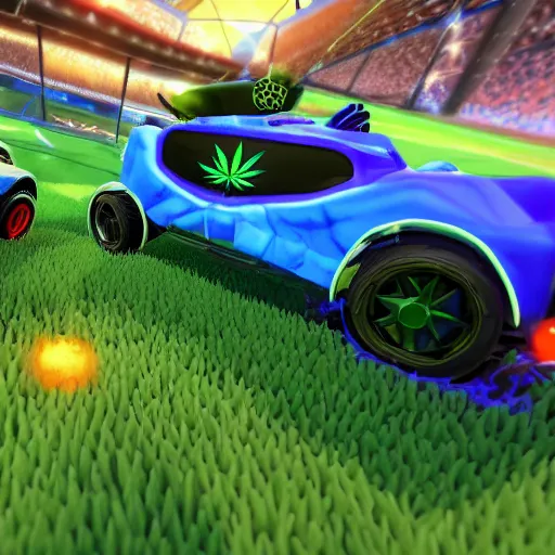 Image similar to cannabis leaf plays rocket league, highly detailed, 8 k