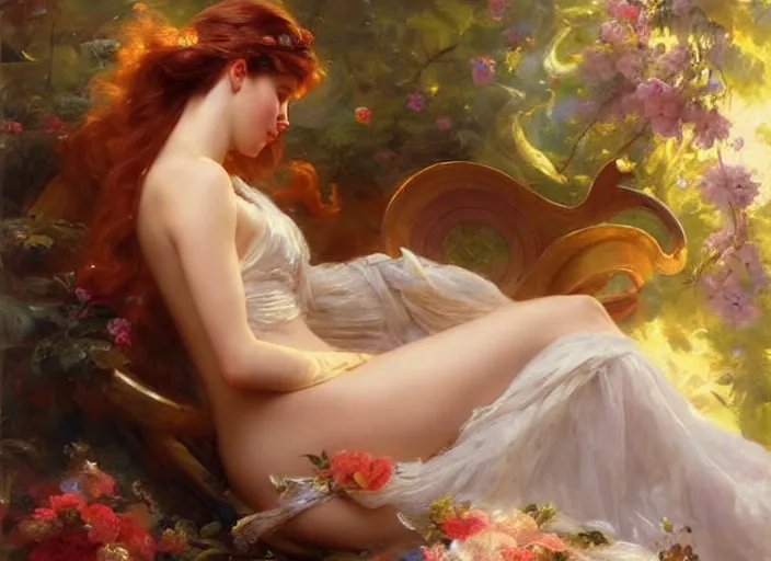 Image similar to princess of fire by vladimir volegov and alexander averin and delphin enjolras and daniel f. gerhartz and pierre auguste cot