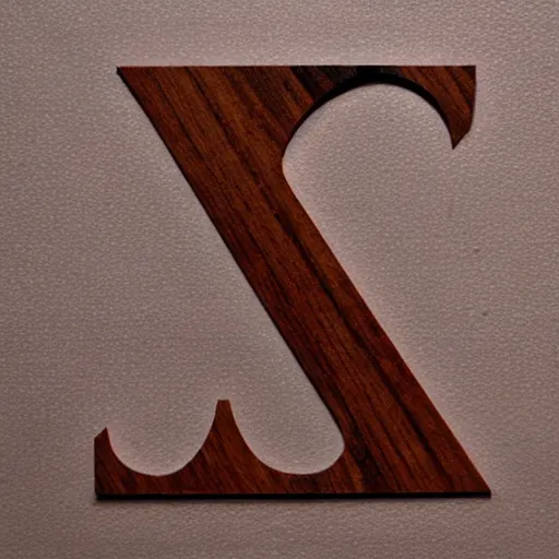 Image similar to minimalism logo of the letters ks on walnut wood.