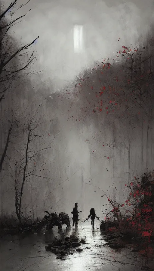 Image similar to life and death mixing together, by jakub rozalski