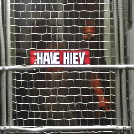 Prompt: Steve Harvey finally put in jail for his crimes inside Jail behind bars Steve Harvey behind bars jail bars metal containment bars behind bars