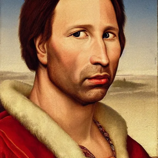 Prompt: a renaissance style portrait painting of David Duchovny