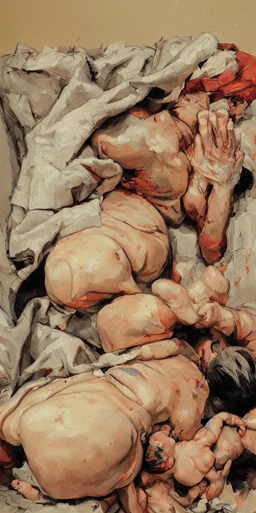 Image similar to oil painting scene from childbirth by kim jung gi