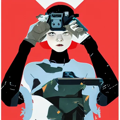 Image similar to Elle Fanning in Metal Gear Solid picture by Sachin Teng, asymmetrical, dark vibes, Realistic Painting , Organic painting, Matte Painting, geometric shapes, hard edges, graffiti, street art:2 by Sachin Teng:4