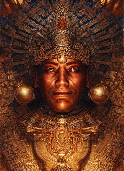 Image similar to digital _ painting _ of _ mayan god _ by _ filipe _ pagliuso _ and _ justin _ gerard _ symmetric _ fantasy _ highly _ detailed _ realistic _ intricate _ port