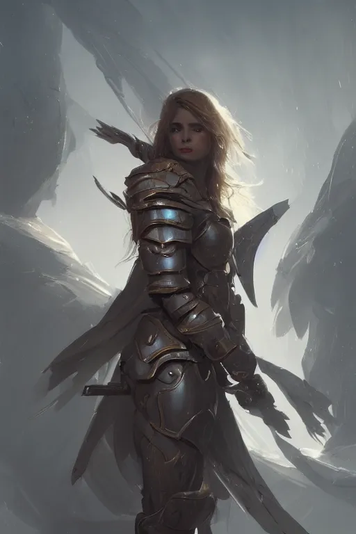 Prompt: gloden armor, portrait, armor girl with wing, fight, battle, beautiful eyes and face, high detail, concept art, digital art, art of greg rutkowski, trending on artstation, trending on deviantart, 4 k,