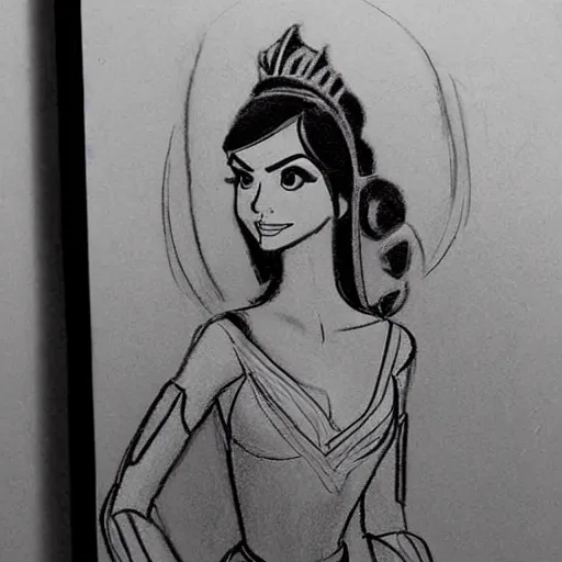 Image similar to milt kahl sketch of victoria justice as princess padme from star wars