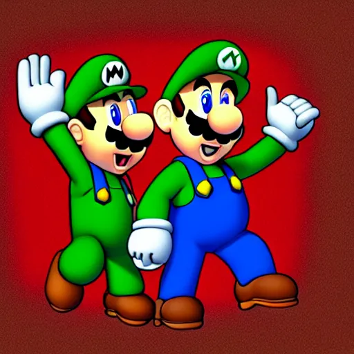 Image similar to Super Mario and Luigi high fiving