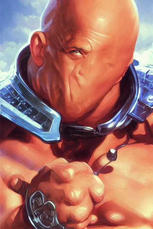 Prompt: vin diesel as mario from super mario bros, realistic portrait, symmetrical, highly detailed, digital painting, artstation, concept art, smooth, sharp focus, illustration, cinematic lighting, art by artgerm and greg rutkowski and alphonse mucha