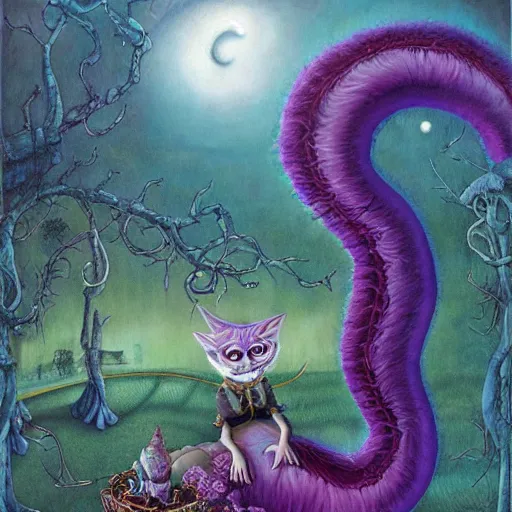 Image similar to portrait of surreal Cheshire Cat, artwork by Daniel Merriam,