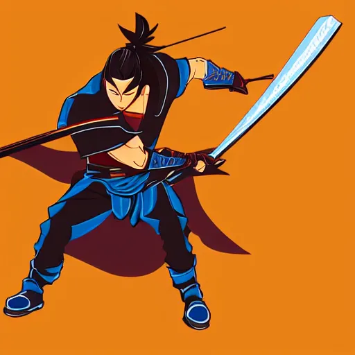 Prompt: yasuo vector, icon, high res, colour, svg