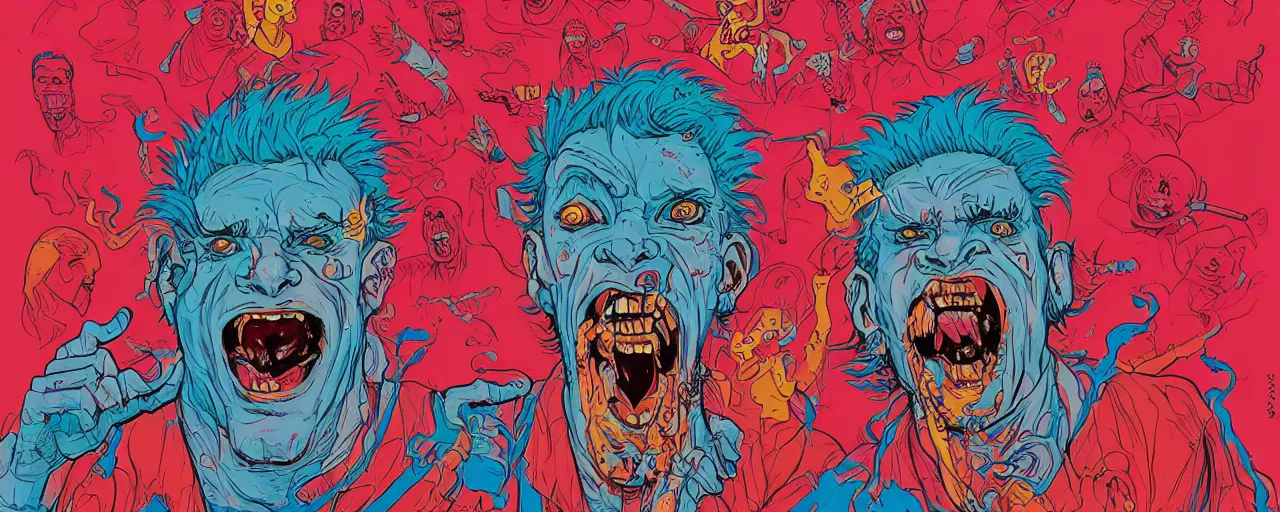 Prompt: portrait of a mad man screaming, by josan gonzales, in style of SantaCruz