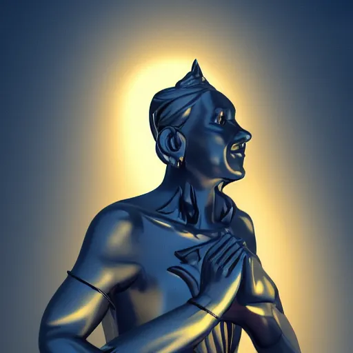 Image similar to a golden yogi man, tarot card, sharp focus, volumetric lighting, trending on artstation, 8k, by caravaggio