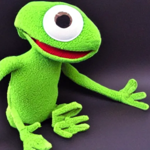 Image similar to pepe frog puppet from the jim henson company