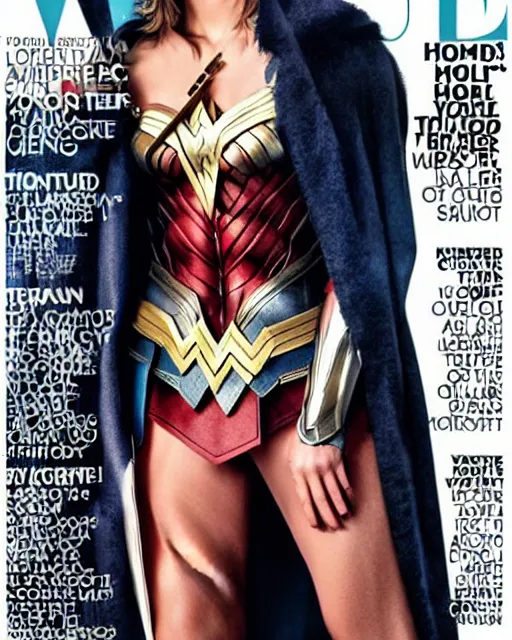 Image similar to chris hemsworth as wonderwoman, vogue cover photo