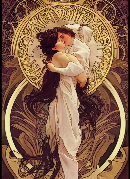 Image similar to romance book cover illustration art by artgerm alphonse mucha, wlop