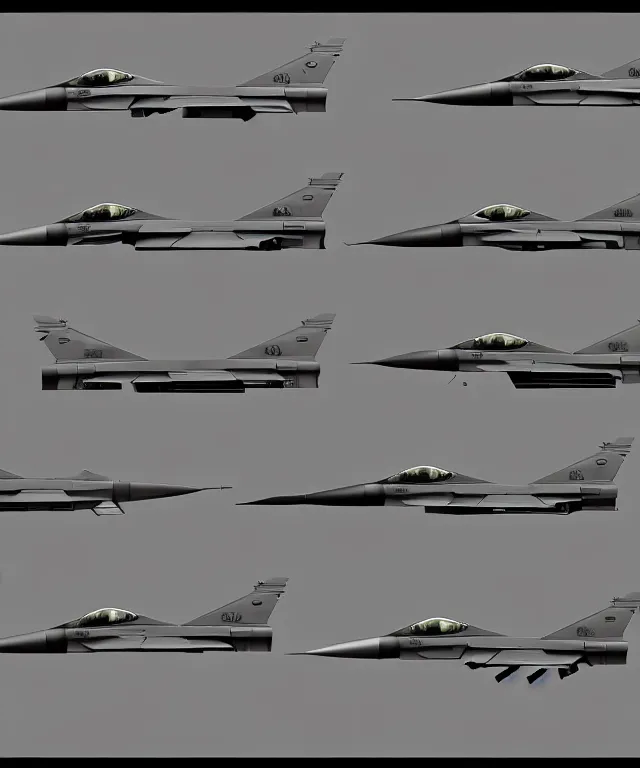 Image similar to 2 d shooter game concept art sprite sheet!!!, f 1 6 combat plane concept art, hyperrealism, fine detail, 8 k, 3 d render, artgerm, artstation contest winner, cgsociety, axial tilt!!!, cryengine, zbrush, vray, no background